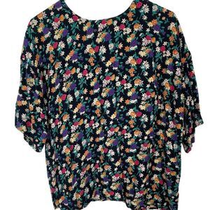 Vintage Lee David Collection size large oversized boxie floral top